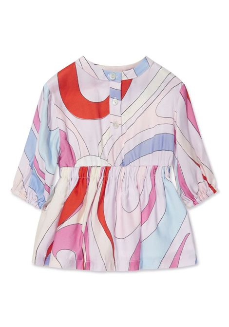 Shirt Dress With Iride Print In Light Blue/Multicolour EMILIO PUCCI JUNIOR | PU1040-K0146105MC