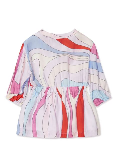 Shirt Dress With Iride Print In Light Blue/Multicolour EMILIO PUCCI JUNIOR | PU1040-K0146105MC