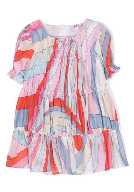Dress With Light Blue/Multicolour Iride Print EMILIO PUCCI JUNIOR | PU1071-M0035105MC