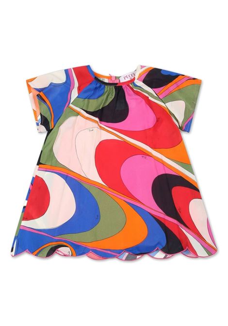 Short-Sleeved Dress With Multicoloured Waves Print EMILIO PUCCI JUNIOR | PU1131-K0194999