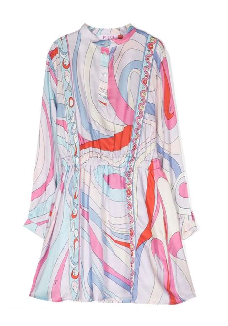 Light Blue/Multicolour Shirt Dress With Iride Print EMILIO PUCCI JUNIOR | PU1A70-K0146105MC