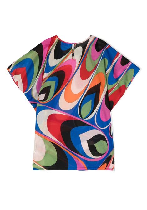 Multicoloured Waves Print Short Sleeved Dress EMILIO PUCCI JUNIOR | PU1C61-M0048999