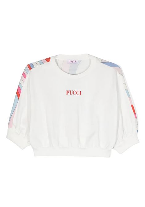 White Sweatshirt With Front Logo And Back Iride Print EMILIO PUCCI JUNIOR | PU4A01-Z0081101