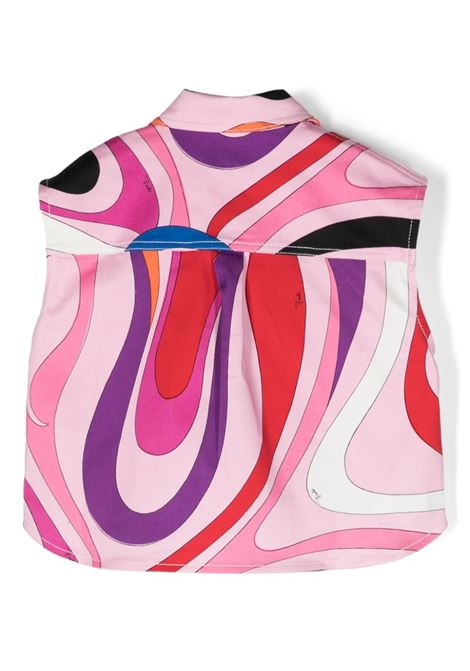 Camicia Smanicata Con Stampa Iride Viola/Multicolore EMILIO PUCCI JUNIOR | PU5A32-G0104543MC