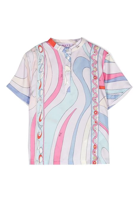 Short-Sleeved Shirt With Light Blue/Multicolour Iride Print EMILIO PUCCI JUNIOR | PU5A41-K0146105MC