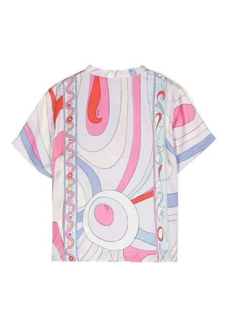 Short-Sleeved Shirt With Light Blue/Multicolour Iride Print EMILIO PUCCI JUNIOR | PU5A41-K0146105MC