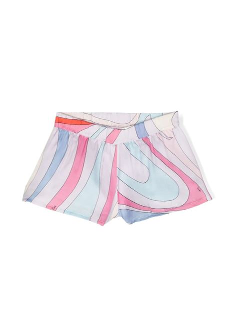 Shorts Con Stampa Iride Celeste/Multicolore EMILIO PUCCI JUNIOR | PU6059-K0146105MC