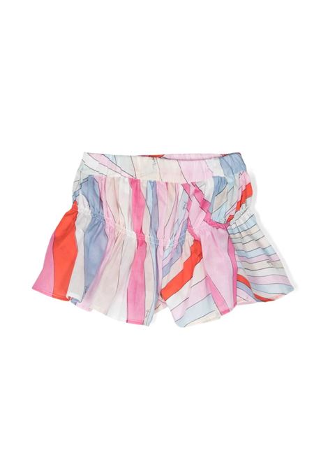 Flared Shorts With Light Blue/Multicolour Iride Print EMILIO PUCCI JUNIOR | PU6069-M0035105MC
