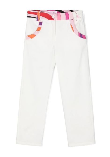 Ivory Straight Leg Trousers With Marble Print EMILIO PUCCI JUNIOR | PU6A61-G0132101