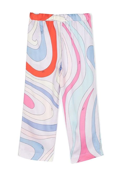 Pantaloni Con Stampa Iride Celeste/Multicolore EMILIO PUCCI JUNIOR | PU6A70-K0146105MC