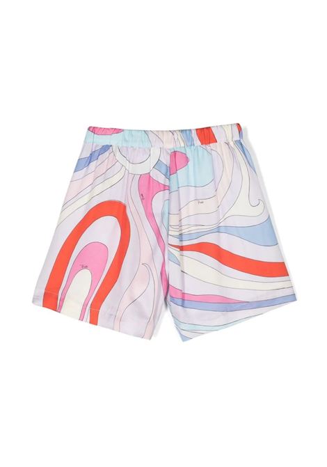 Shorts Con Stampa Iride Celeste/Multicolore EMILIO PUCCI JUNIOR | PU6A89-K0146105MC