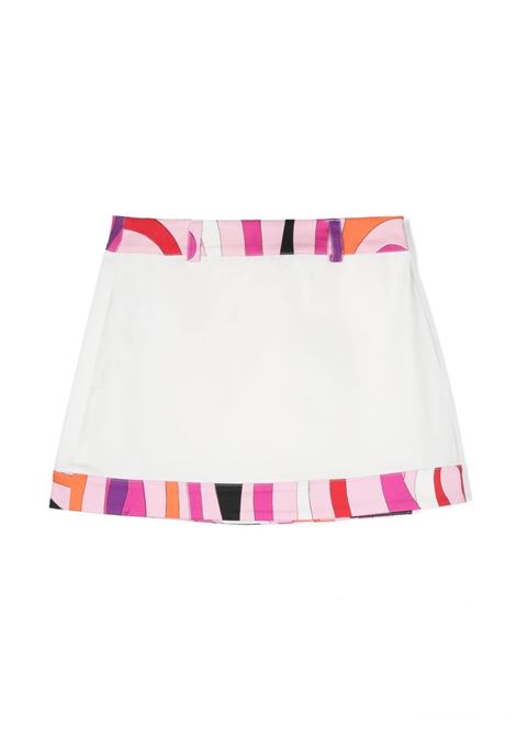White Wrap Mini Skirt With Iride Border EMILIO PUCCI JUNIOR | PU7A81-G0132101