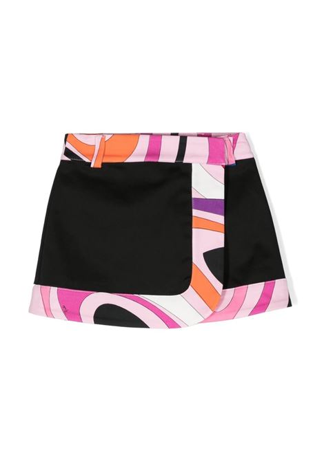 Black Wrap Mini Skirt With Iride Border EMILIO PUCCI JUNIOR | PU7A81-G0132930
