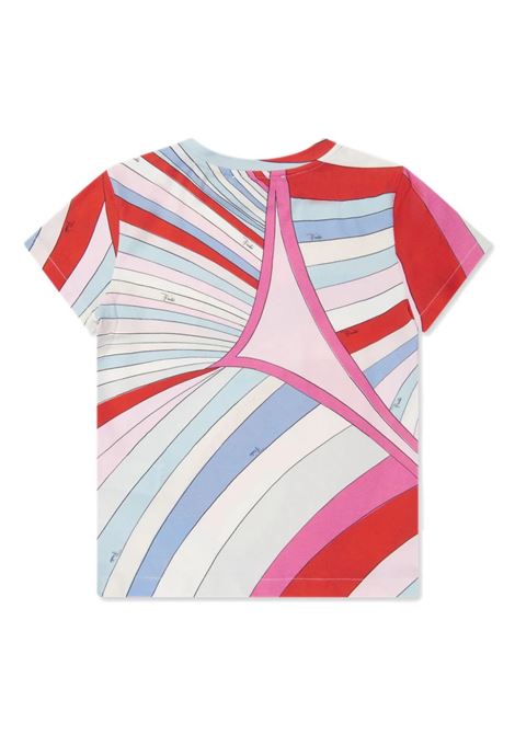 T-Shirt Con Motivo Pesci e Stampa Iride Celeste/Multicolore EMILIO PUCCI JUNIOR | PU8A21-J0369105MC