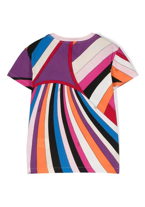 T-Shirt Con Motivo Pesci e Stampa Iride Viola/Multicolore EMILIO PUCCI JUNIOR | PU8A21-J0369543MC