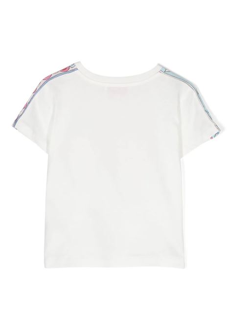 White T-Shirt With Pucci P Print and Printed Ribbons EMILIO PUCCI JUNIOR | PU8A51-J0177101