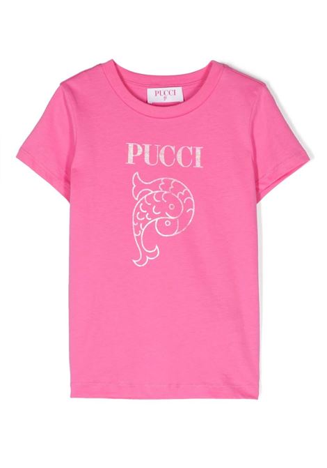 Fuchsia T-Shirt With Pucci P Print EMILIO PUCCI JUNIOR | PU8A71-Z008250Q