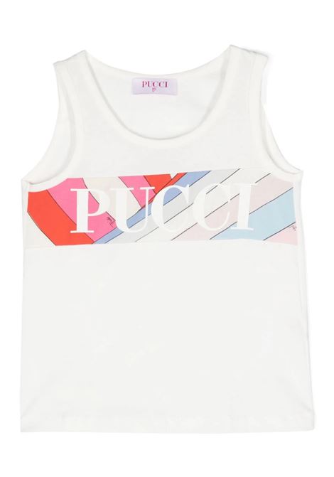 White Tank Top With Pucci Print On Iride Band EMILIO PUCCI JUNIOR | PU8A81-Z0082101