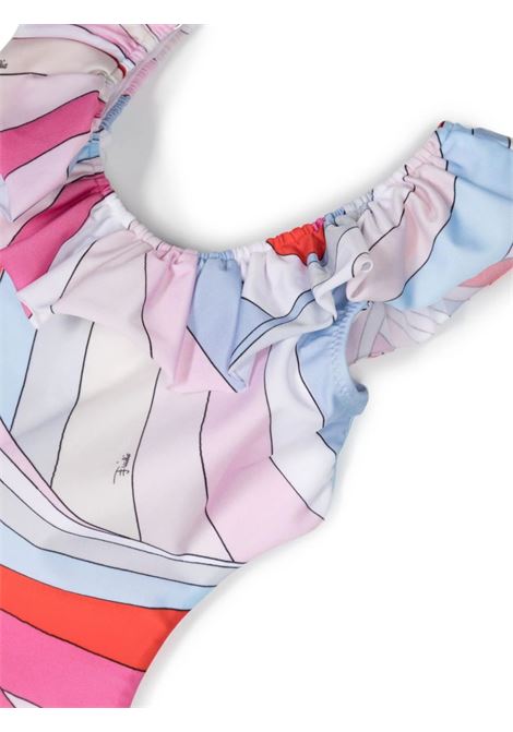Cut-Out Swimwear With Iride Print in Light Blue/Multicolour EMILIO PUCCI JUNIOR | PUCA09-J0309105MC