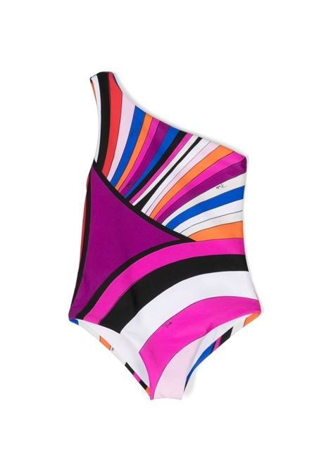 One-Shoulder Swimwear With Purple/Multicolour Iride Print EMILIO PUCCI JUNIOR | PUCA19-J0309543MC