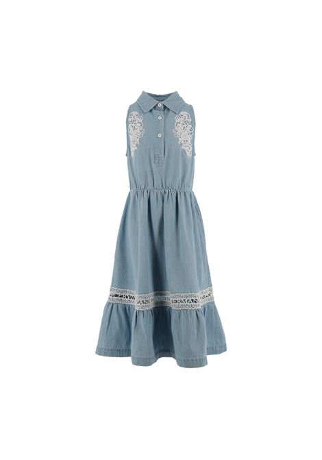 Denim Sleeveless Shirt Dress With Embroidery ERMANNO SCERVINO JUNIOR | SFAB030-DF0264100