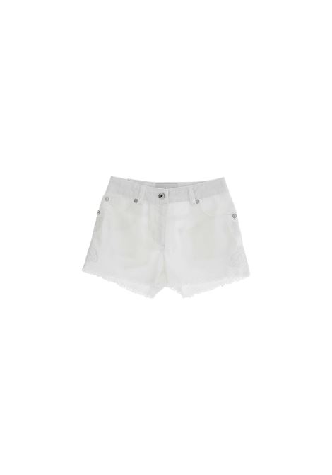 Shorts In Denim Bianco Con Applicazioni Di Pizzo ERMANNO SCERVINO JUNIOR | SFBE008-DS043B000