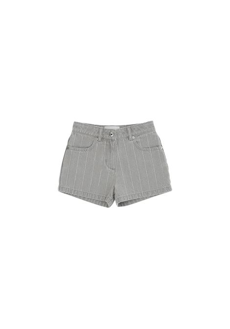 Grey Shorts With Rhinestone Pinstripe Effect ERMANNO SCERVINO JUNIOR | SFBE010-DF0245005