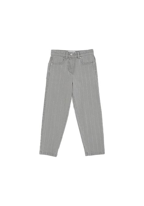 Grey Jeans With Rhinestone Pinstripe Effect ERMANNO SCERVINO JUNIOR | SFPA017-DF0245005