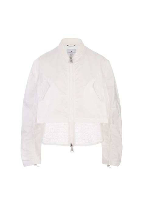 White Short Windbreaker Jacket With Sangallo Lace ERMANNO SCERVINO | D440D325TEUUJ14201