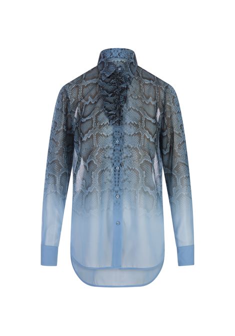 Blue Shirt With Ruffles and Degrad? Python Print ERMANNO SCERVINO | D442K313ZWES4429