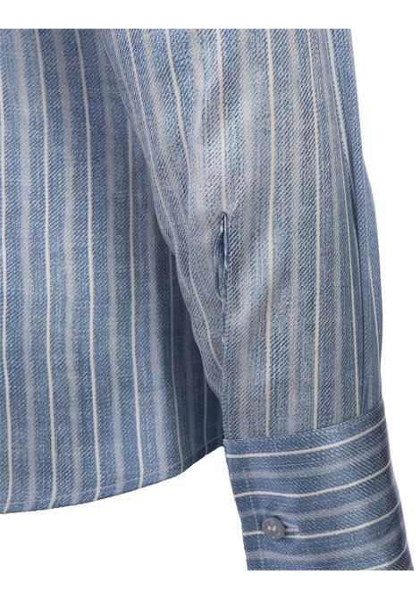 Jeans Printed Pinstripe Satin Shirt ERMANNO SCERVINO | D442K328OKOS4438