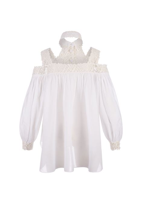 White Blouse With Flower Lace And Cut-Out ERMANNO SCERVINO | D442K330JBN10601