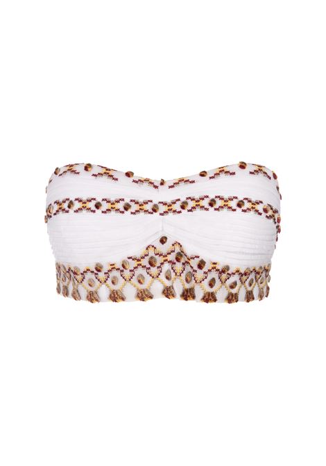 White Bandeau Bra With Ethnic Embroidery ERMANNO SCERVINO | D442L717EEL10601
