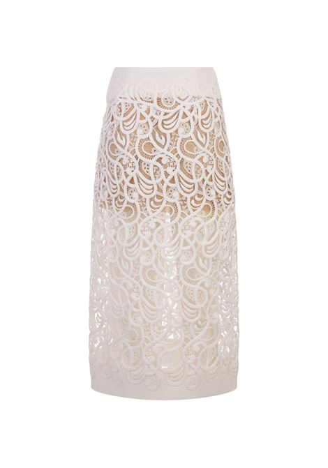 White Embroidered Midi Skirt With Slit ERMANNO SCERVINO | D442O325BXI14202