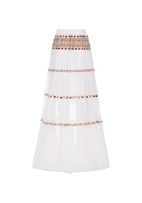White Muslin Long Skirt With Ethnic Embroidery ERMANNO SCERVINO | D442O706FDJGE14800