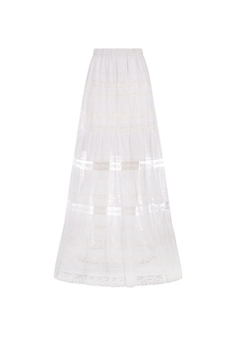 Long White Rami? Skirt With Valencienne Lace ERMANNO SCERVINO | Skirts | D442O708CSTUG10601