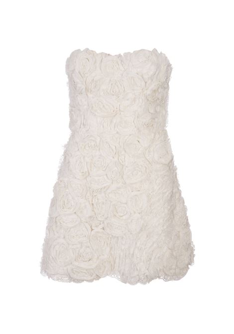 Sculpture Dress in White Lace With Applied Roses ERMANNO SCERVINO | Dress And Jumpsuit | D442Q314FDBJI14300
