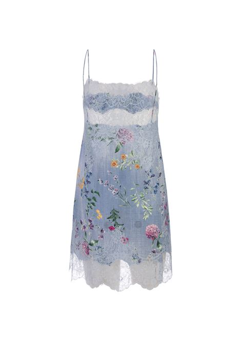 Light Blue Lingerie Dress With Floral Print ERMANNO SCERVINO | D442Q336UYFS4405