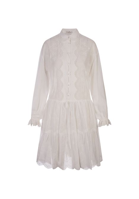 White Midi Shirt Dress With Flower Embroidery ERMANNO SCERVINO | D442Q339HBY14800