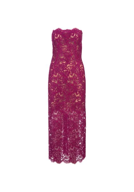 Fuchsia Lace Longuette Dress With Micro Crystals ERMANNO SCERVINO | D442Q343CTEHL82336