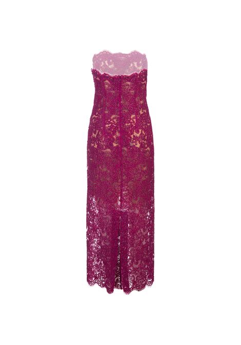 Fuchsia Lace Longuette Dress With Micro Crystals ERMANNO SCERVINO | D442Q343CTEHL82336
