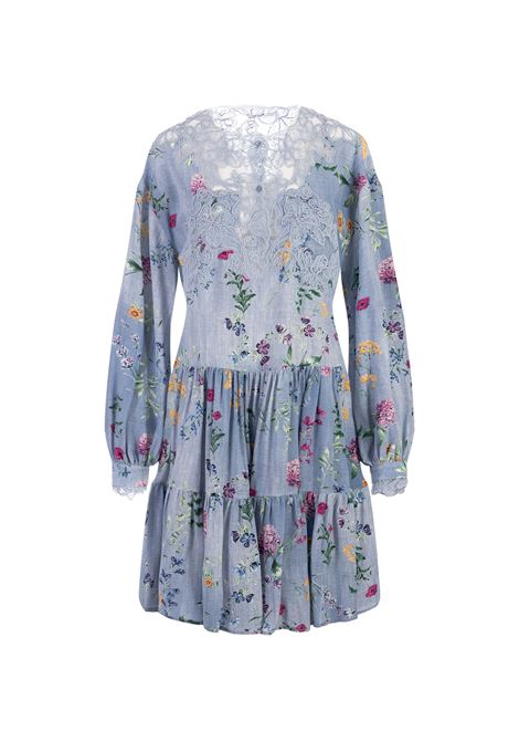 Floral Silk Short Dress With Lace ERMANNO SCERVINO | D442Q351UYFS4405