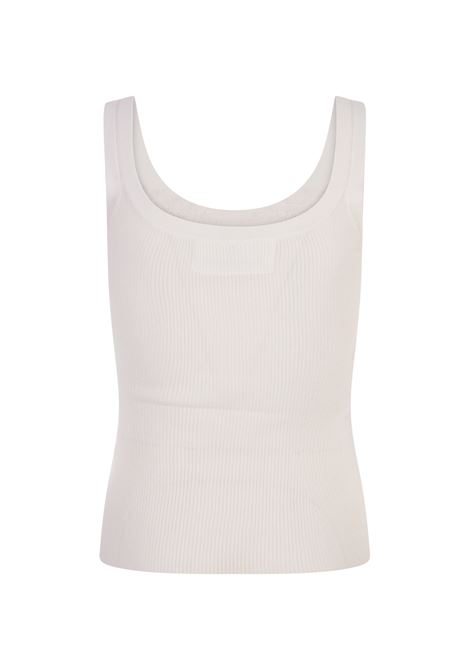 White Ribbed Tank Top With Lace ERMANNO SCERVINO | D445L306APPLX10602