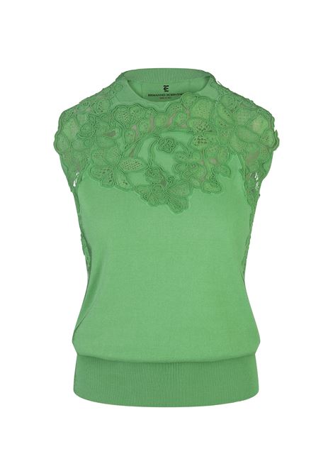 Green Knitted Sleeveless Top With Lace ERMANNO SCERVINO | D445L343APPLX56123