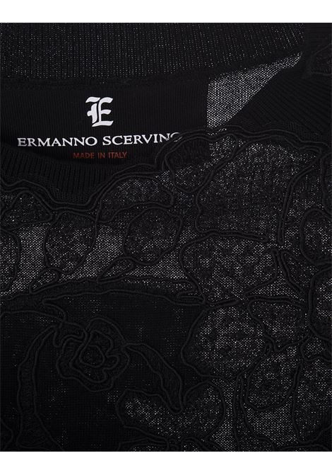Black Knitted Sleeveless Top With Lace ERMANNO SCERVINO | D445L343APPLX95708