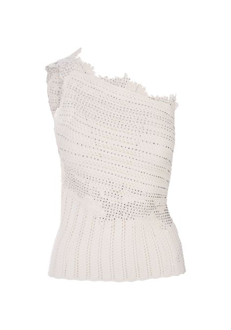 White Cotton Top With Lace and Crystals ERMANNO SCERVINO | D445L709APCTELCZ10602
