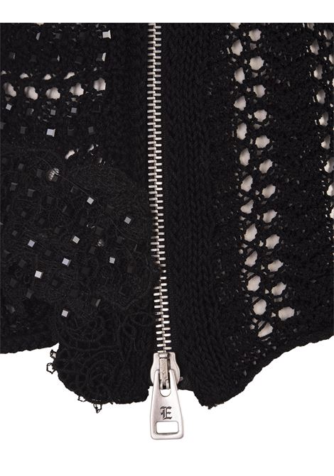 Black Cotton Top With Lace and Crystals ERMANNO SCERVINO | D445L709APCTELCZ95708