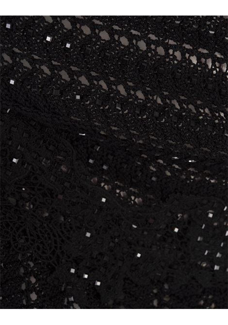 Black Cotton Top With Lace and Crystals ERMANNO SCERVINO | D445L709APCTELCZ95708