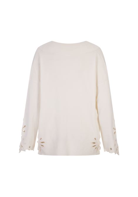 White Over Sweater With V-Neck and Lace ERMANNO SCERVINO | D445M331IIKT14800