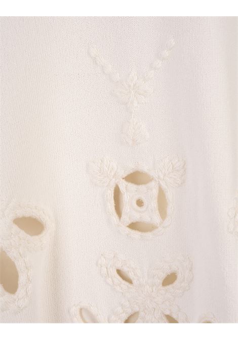 White Over Sweater With V-Neck and Lace ERMANNO SCERVINO | D445M331IIKT14800